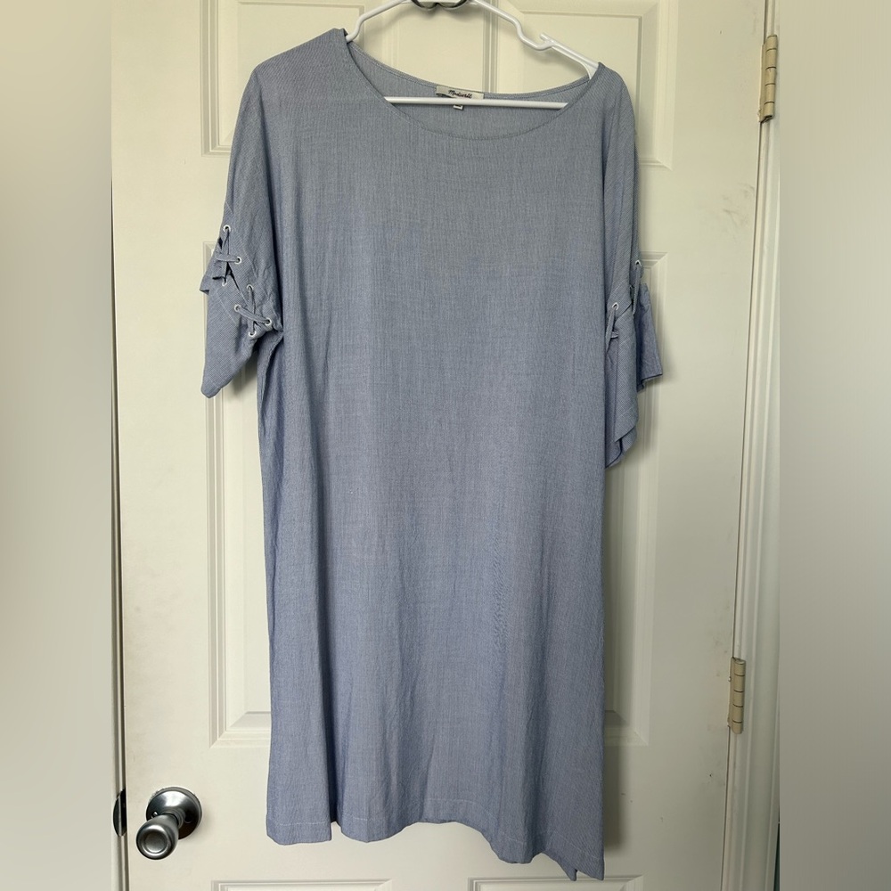 Madewell Denim Style Shift Dress with Lace‎ up Sleeve